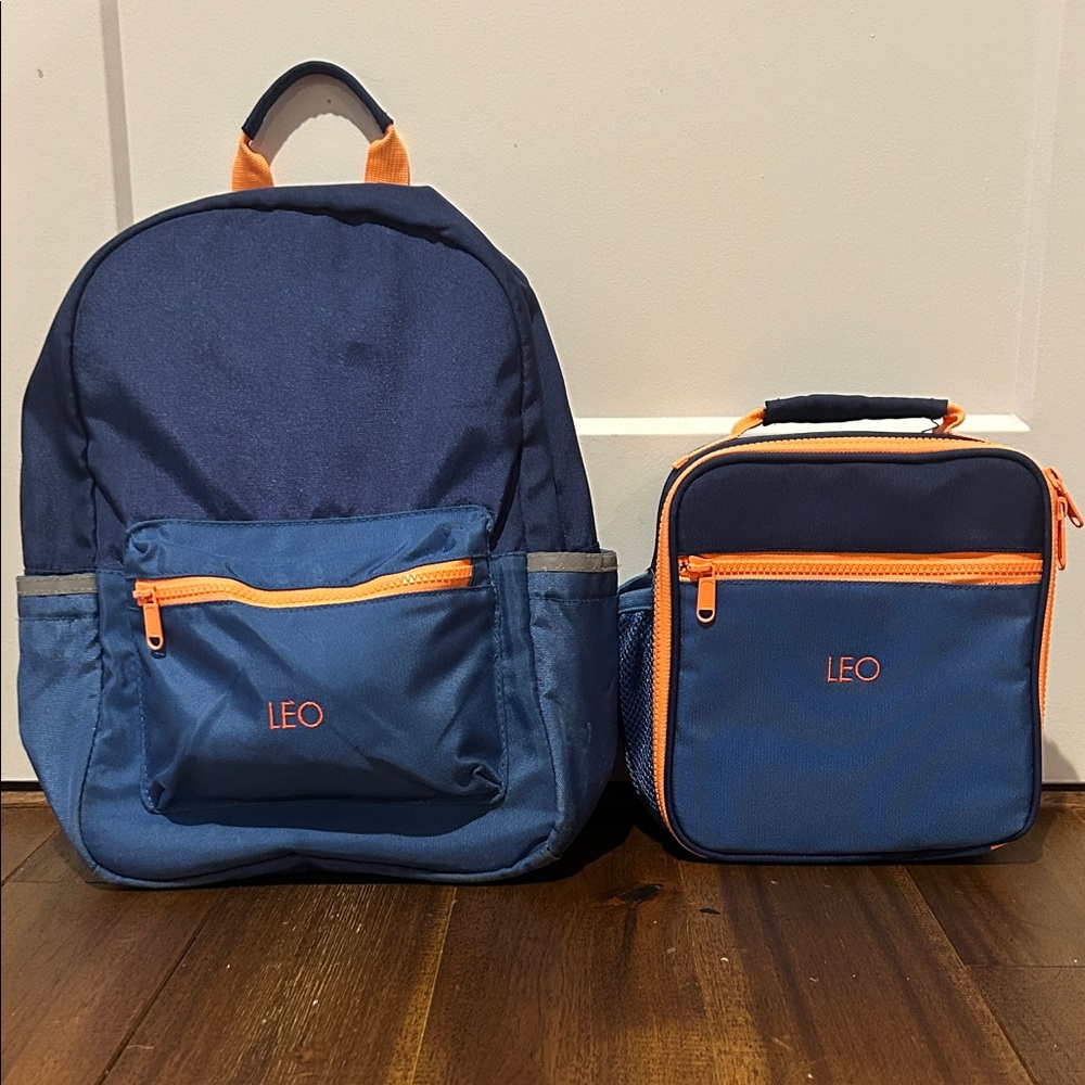 Pottery Barn Kids Blue and Orange Backpack Set